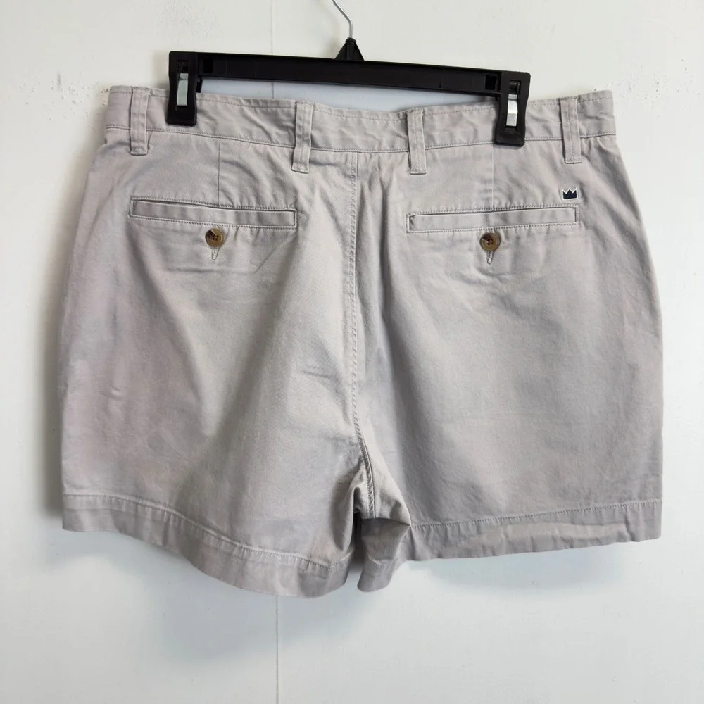 Lot of 2 Crown Ivy Mens Chino Shorts Khaki Grey Flat Front Cotton Size 34 LP